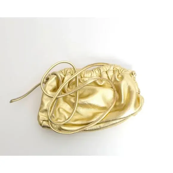 Mansur Gavriel Mini Cloud Metallic Leather Clutch in Gold - Picture 4 of 10